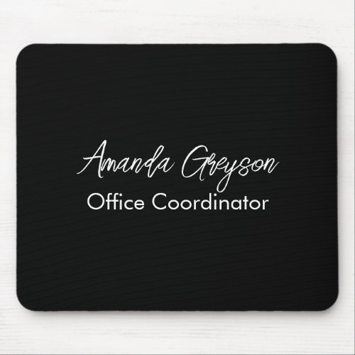 Minimal Black and White Add Your Name Monogram Mouse Pad