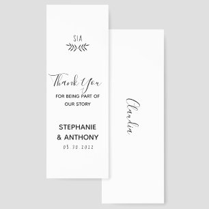 Minimal Black and White Branch Calligraphy Wedding Bookmarks