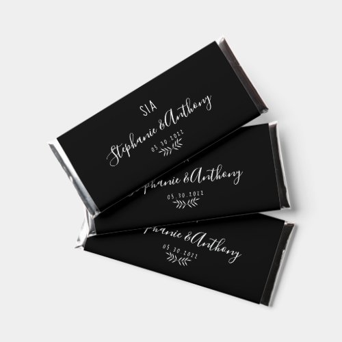 Minimal Black and White Branch Calligraphy Wedding Hershey Bar Favors