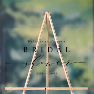 Minimal Black and White Bridal Shower Welcome Acrylic Sign