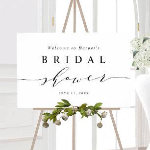 Minimal Black and White Bridal Shower Welcome Foam Board