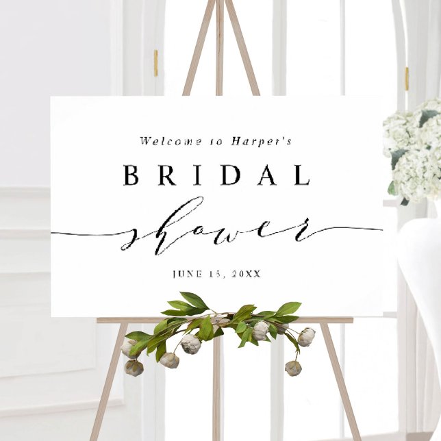 Minimal Black and White Bridal Shower Welcome Foam Board (Creator Uploaded)