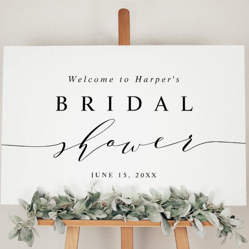 Minimal Black and White Bridal Shower Welcome Sign