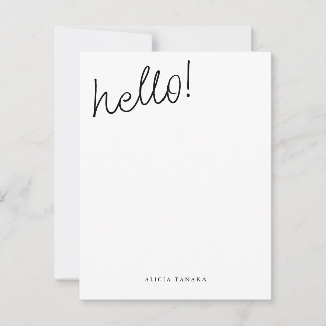 Minimal Black and White Casual Script Note Card (Front)
