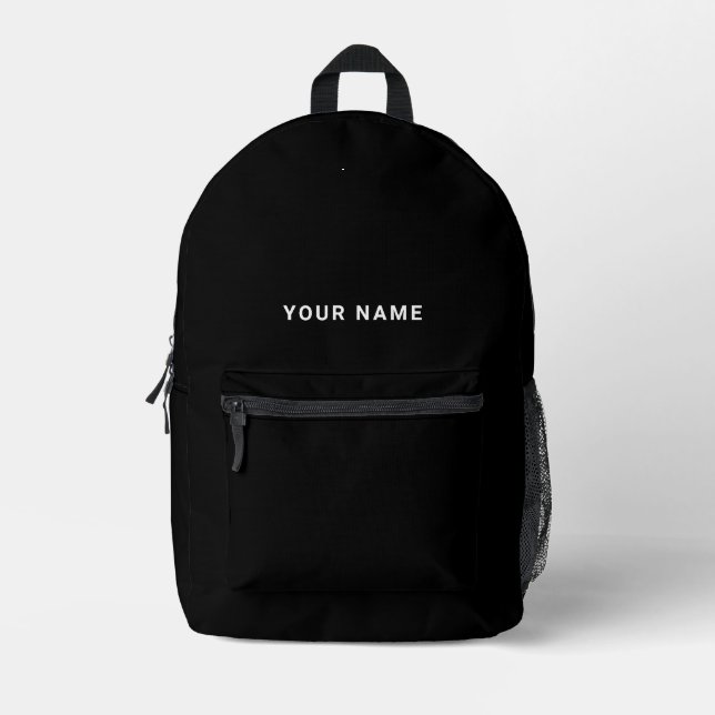 Minimal Black and white Custom Name Backpack (Front)