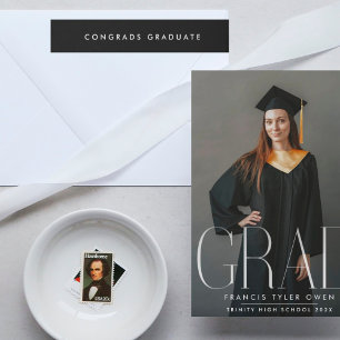 minimal black and white customizable graduation wrap around label