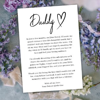 Minimal Black and White Dad Pregnancy Announcement