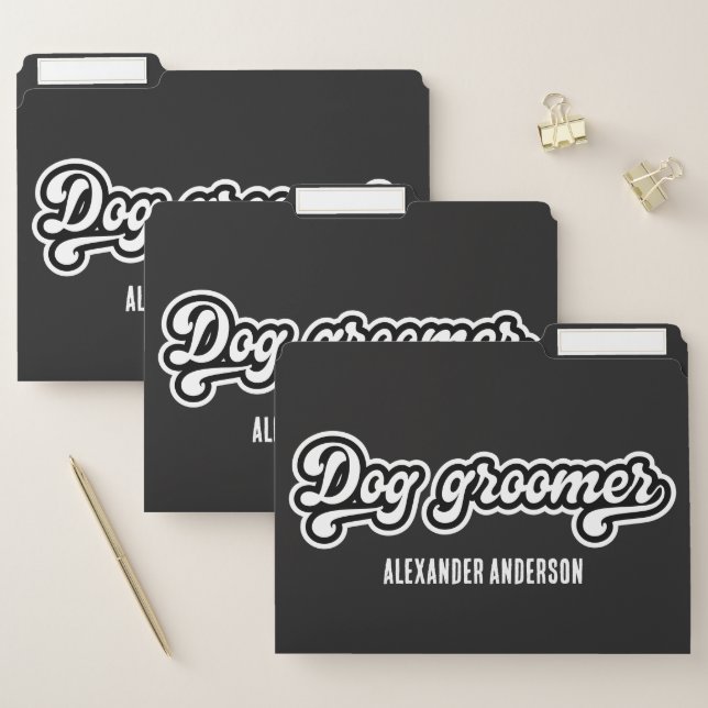 Minimal Black and White Dog groomer groovy File Folder (Set)
