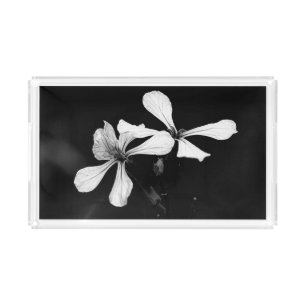 minimal black and white floral acrylic tray