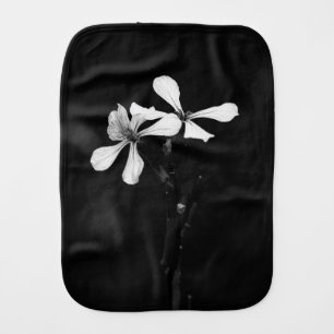 minimal black and white floral baby burp cloth