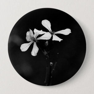 minimal black and white floral button