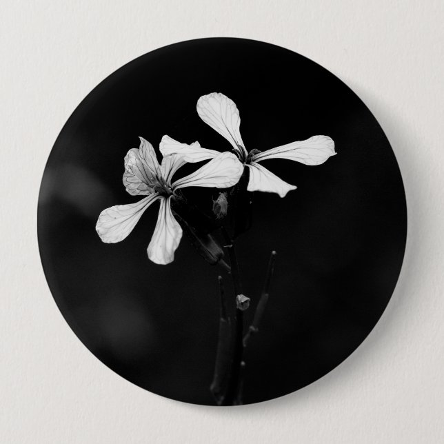 minimal black and white floral button (Front)