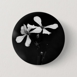 minimal black and white floral button
