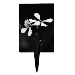 minimal black and white floral cake topper