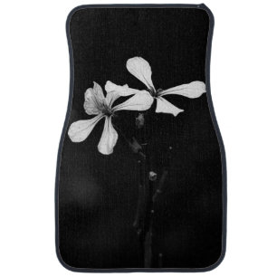 minimal black and white floral car floor mat