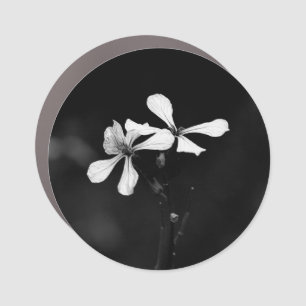 minimal black and white floral car magnet