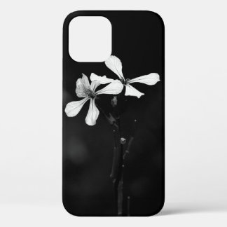 minimal black and white floral iPhone 12 case