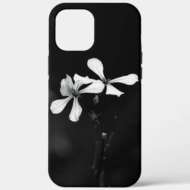 minimal black and white floral Case-Mate iPhone case (Back)