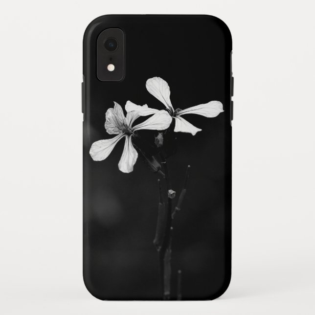 minimal black and white floral Case-Mate iPhone case (Back)