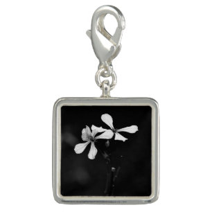 minimal black and white floral charm