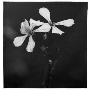 minimal black and white floral cloth napkin