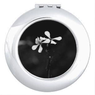 minimal black and white floral compact mirror