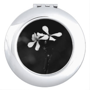 minimal black and white floral compact mirror