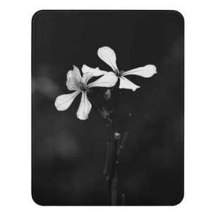 minimal black and white floral door sign
