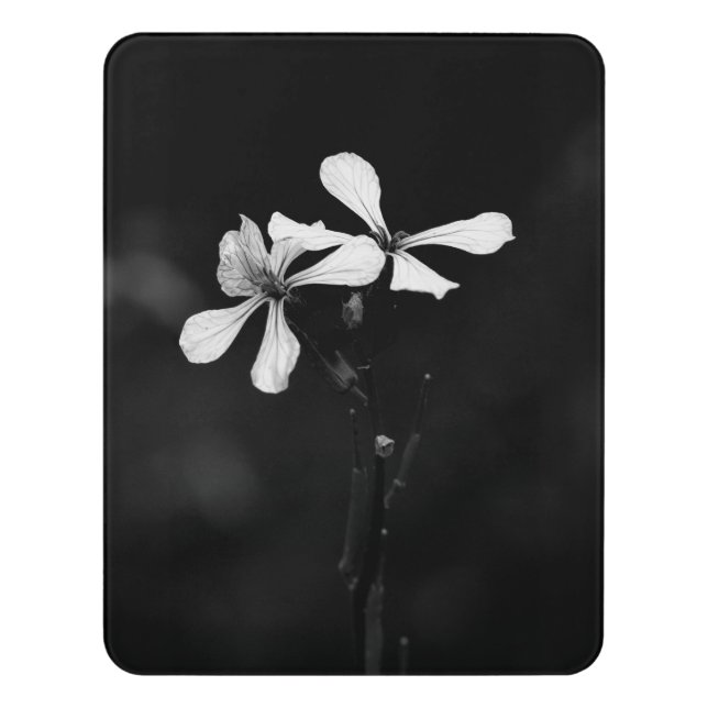 minimal black and white floral door sign (Contemporary Vert)