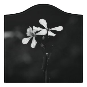 minimal black and white floral door sign