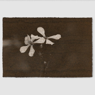 minimal black and white floral fiber doormat
