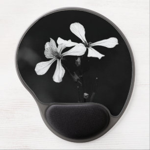 minimal black and white floral gel mouse pad