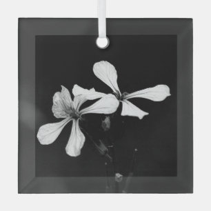minimal black and white floral glass ornament