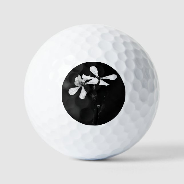 minimal black and white floral golf balls (Front)