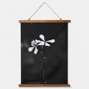 minimal black and white floral hanging tapestry