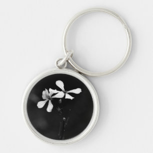 minimal black and white floral keychain