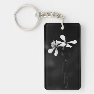 minimal black and white floral keychain