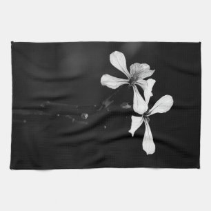 minimal black and white floral kitchen towel