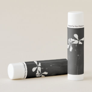 minimal black and white floral lip balm