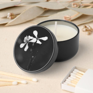 minimal black and white floral mini candle favors