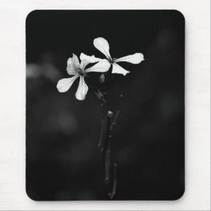 minimal black and white floral mouse pad