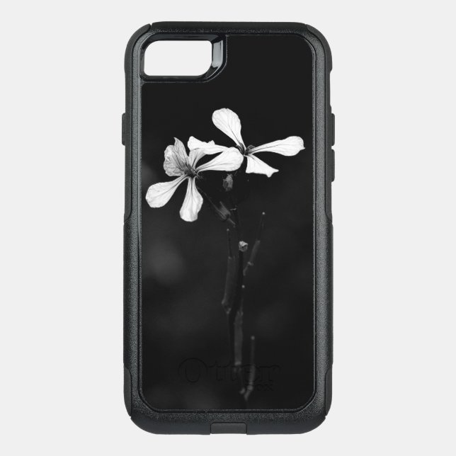 minimal black and white floral otterbox iPhone case (Back)