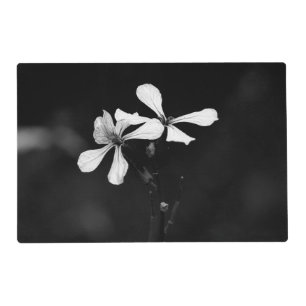 minimal black and white floral placemat