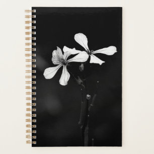 minimal black and white floral planner