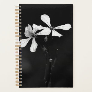 minimal black and white floral planner
