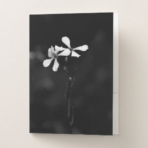 minimal black and white floral pocket folder