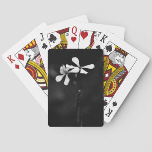 minimal black and white floral poker cards