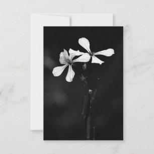 minimal black and white floral RSVP card