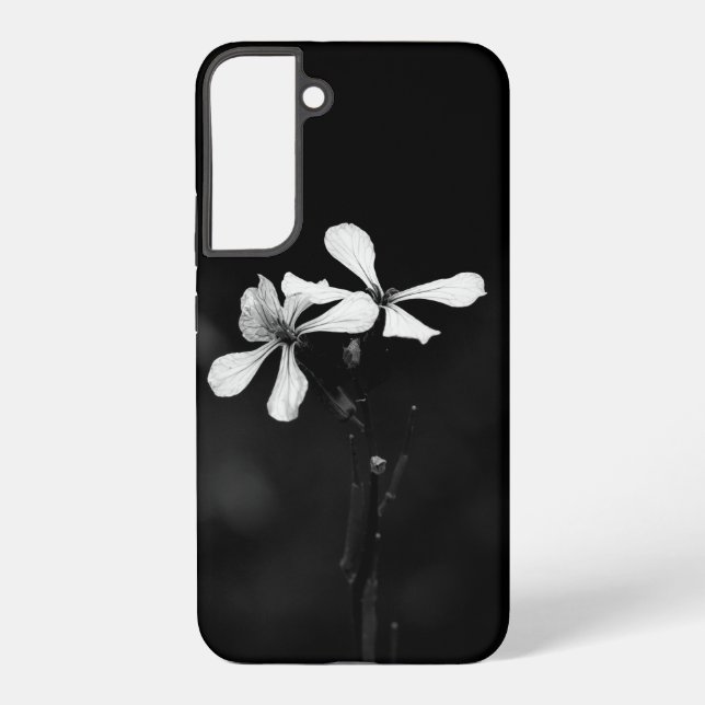 minimal black and white floral samsung galaxy case (Back)