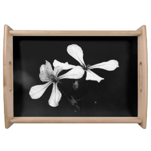 minimal black and white floral serving tray